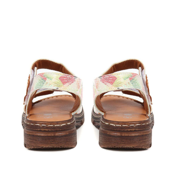 Pavers Leather Touch Fasten Sandals - White Multi