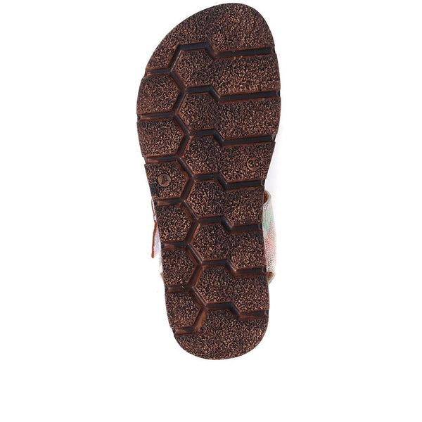 Pavers Leather Touch Fasten Sandals - White Multi