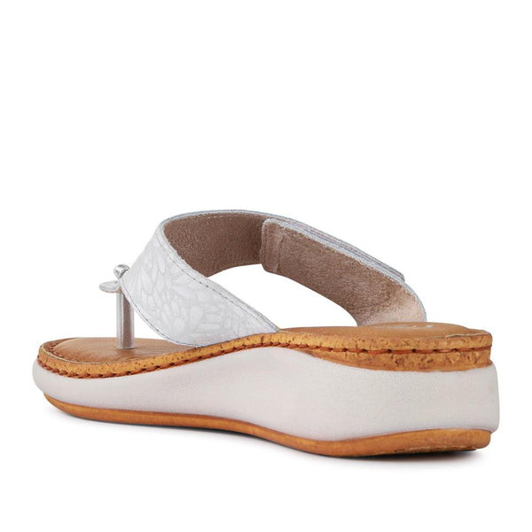 Pavers Leather Touch-Fasten Toe Post Sandals - White