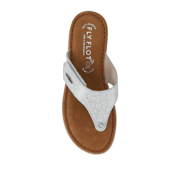 Pavers Leather Touch-Fasten Toe Post Sandals - White