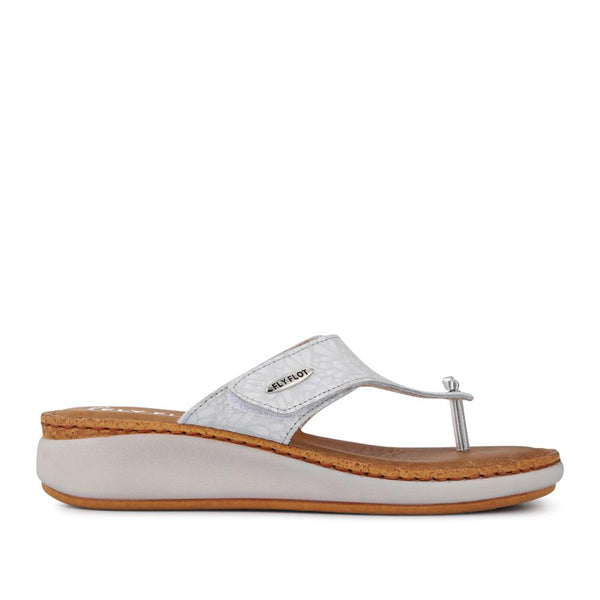 pavers Leather Touch-Fasten Toe Post Sandals - White