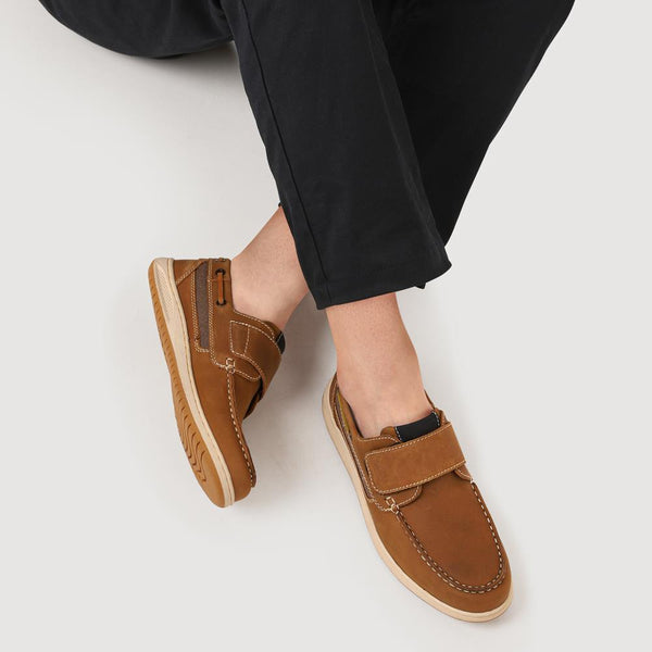 Pavers Leather Touch-Fastening Monk Shoes - Brown
