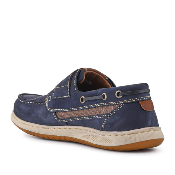 Pavers Leather Touch-Fastening Monk Shoes - Navy