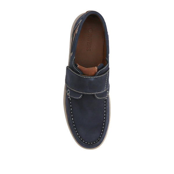 Pavers Leather Touch-Fastening Monk Shoes - Navy