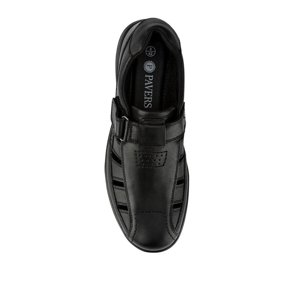 Pavers Leather Touch-Fastening Sandals - Black