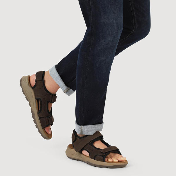 Pavers Leather Touch-Fastening Sandals - Brown