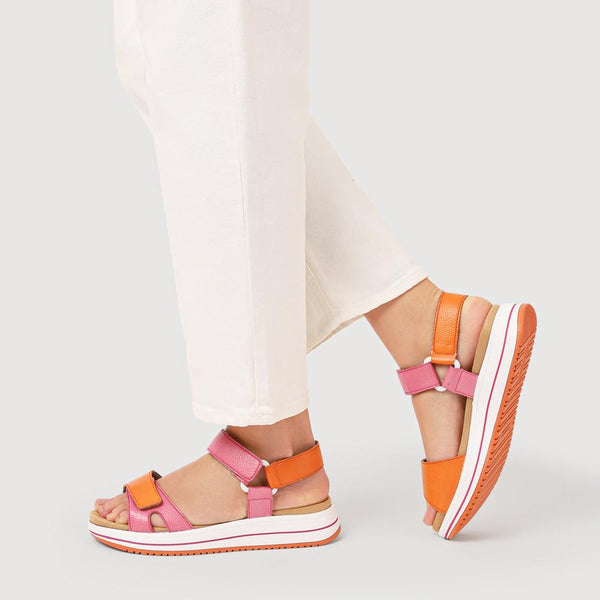 Pavers Leather Touch-Fastening Sandals - Pink Multi