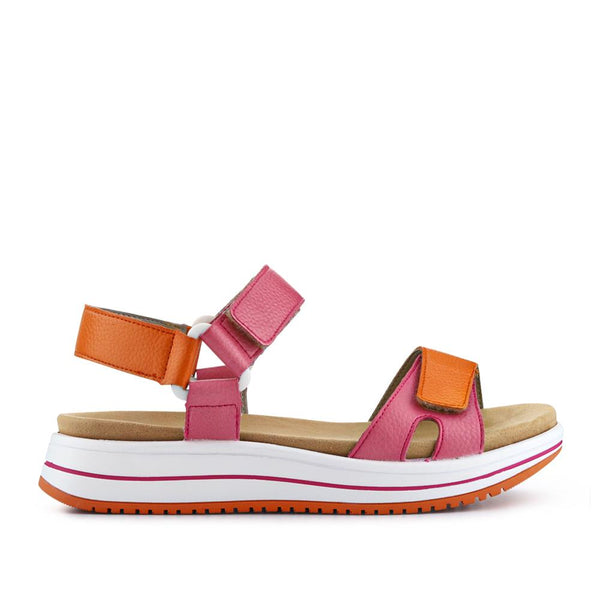 pavers Leather Touch-Fastening Sandals - Pink Multi