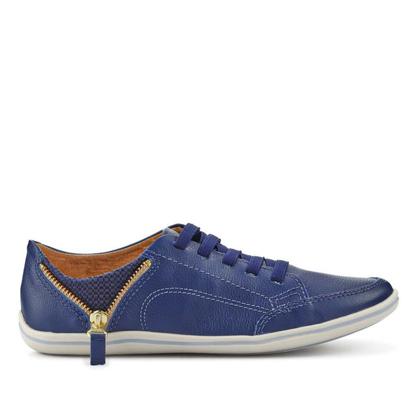 pavers Leather Trainer with Zip Detail - Navy