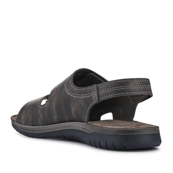 Pavers Leather Triple Touch-Fasten Sandals - Black