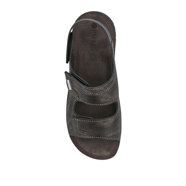 Pavers Leather Triple Touch-Fasten Sandals - Black