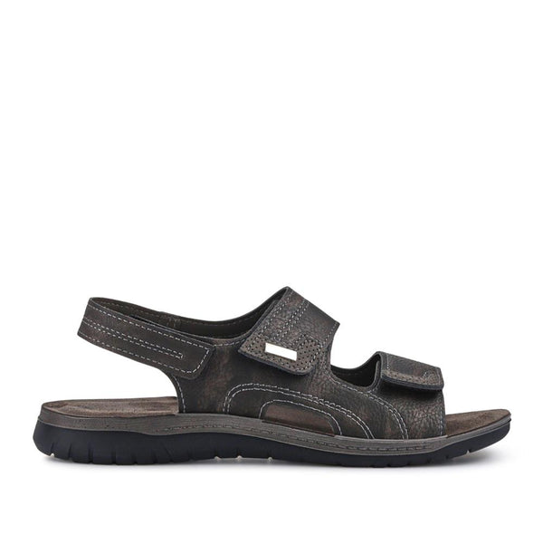 pavers Leather Triple Touch-Fasten Sandals - Black