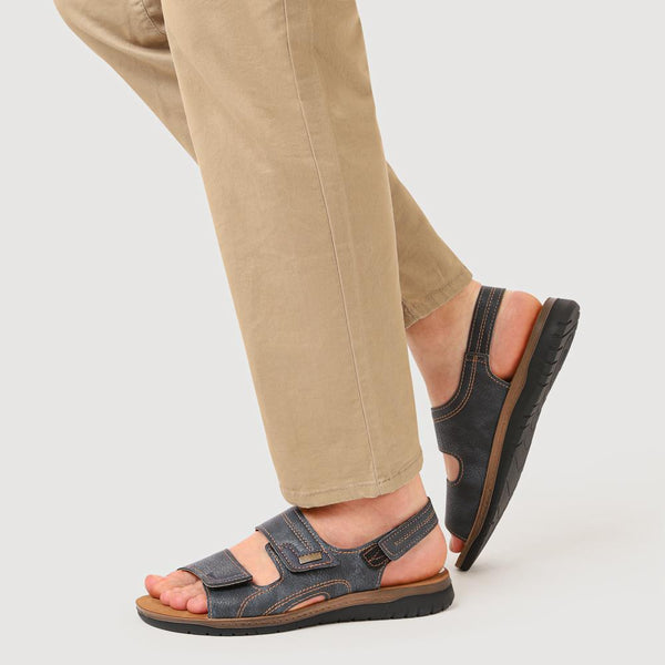 Pavers Leather Triple Touch-Fasten Sandals - Blue