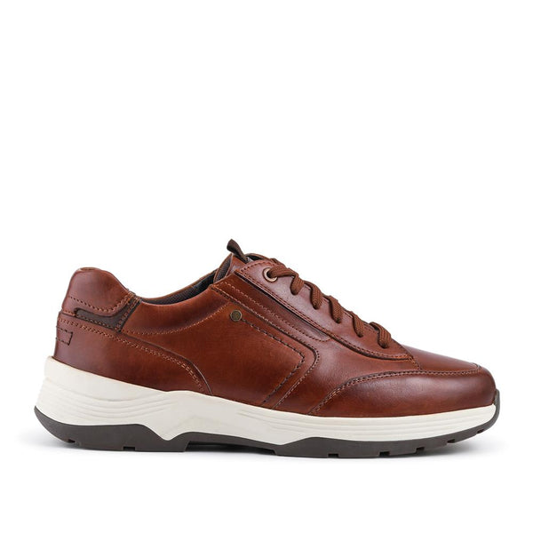 Pavers Leather Ultra-Wide Laced Trainers - Cognac