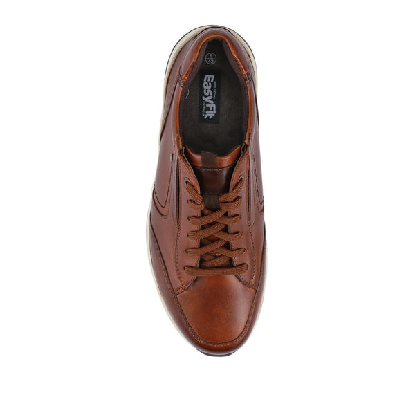 Pavers Leather Ultra-Wide Laced Trainers - Cognac