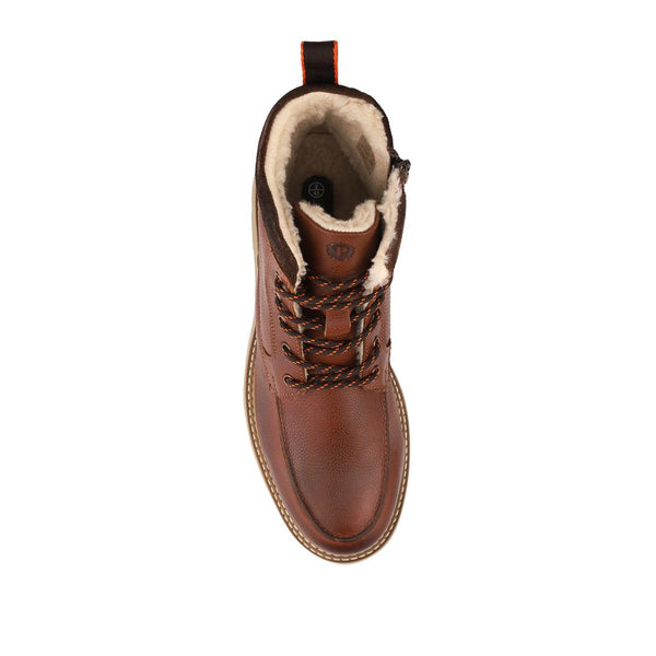 Pavers Leather Warm Lined Lace Up Boots - Tan