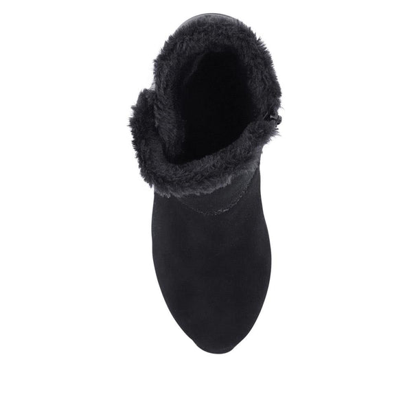 Pavers Leather Wedge-Heel Ankle Boots - Black