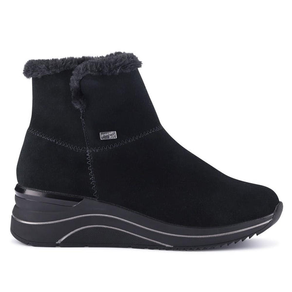 pavers Leather Wedge-Heel Ankle Boots - Black