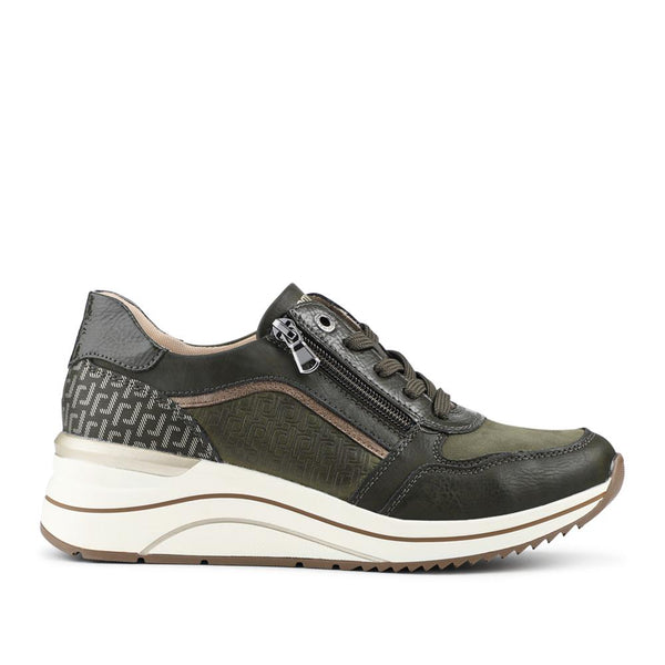 pavers Leather Wedge Heel Trainers - Green
