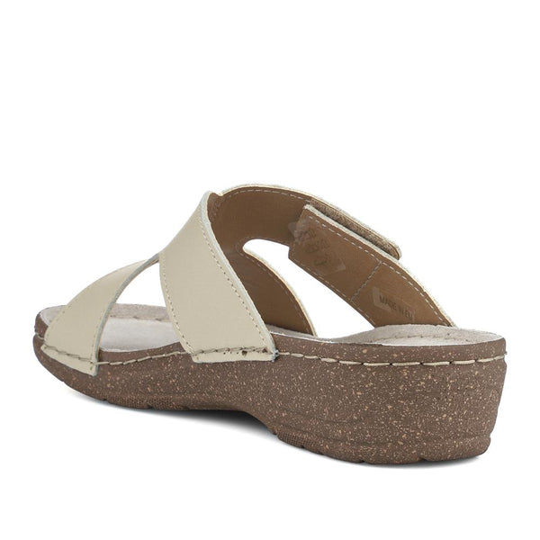 Pavers Leather Wedge-Heeled Mules - Sand