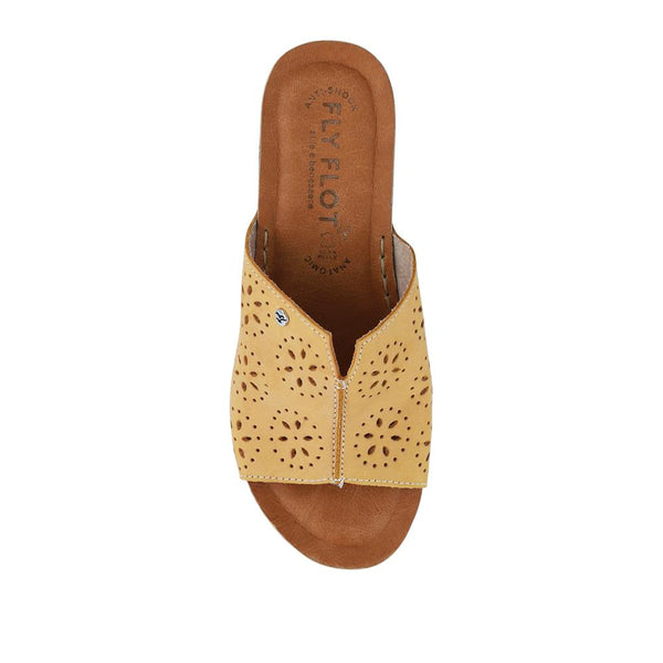 Pavers Leather Wedge-Heeled Mules - Yellow