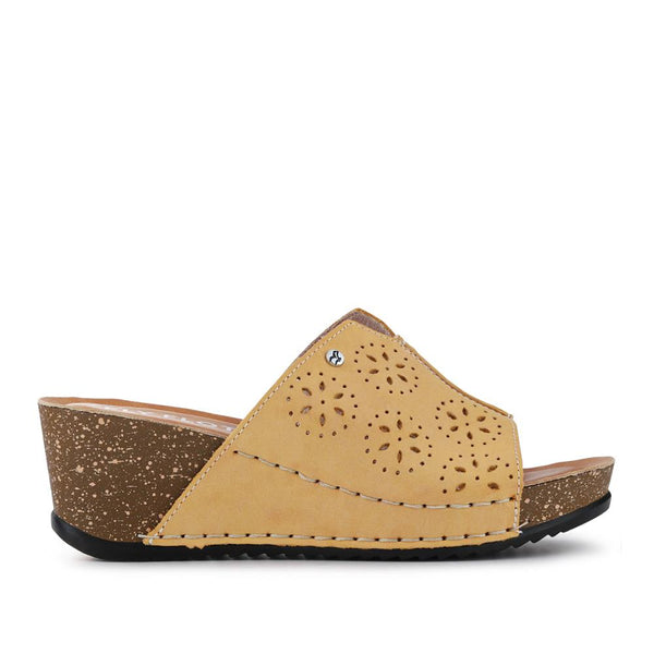 pavers Leather Wedge-Heeled Mules - Yellow