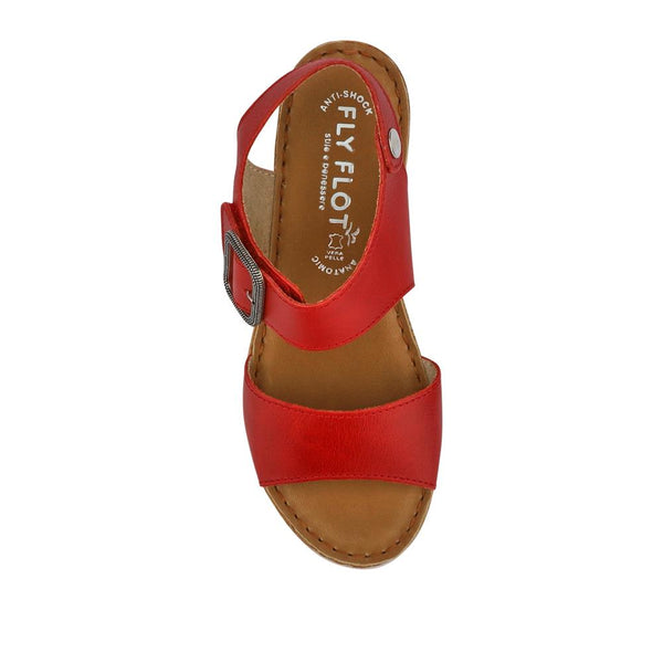 Pavers Leather Wedge Sandals - Red