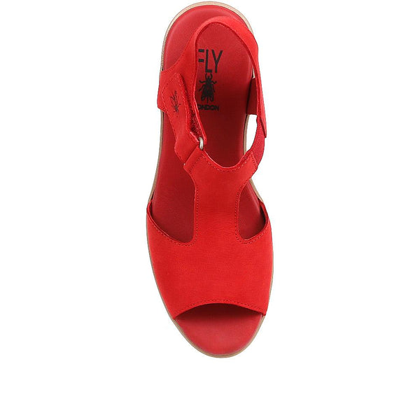 Pavers Leather Wedge Sandals - Red
