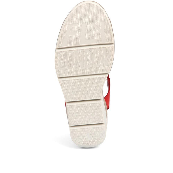 Pavers Leather Wedge Sandals - Red