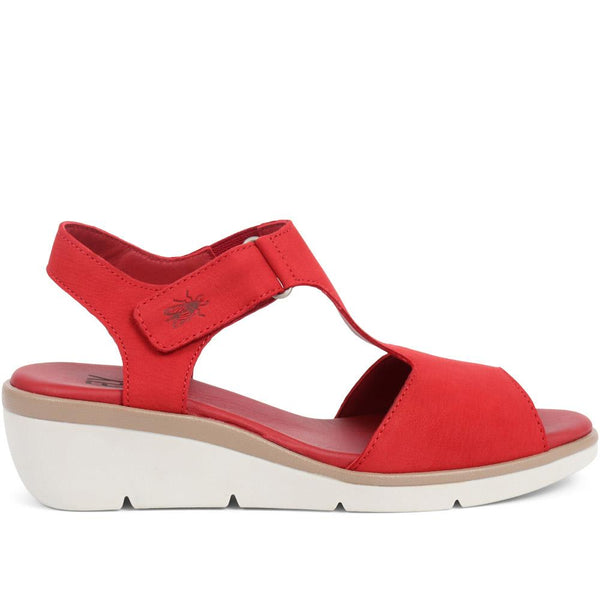 pavers Leather Wedge Sandals - Red