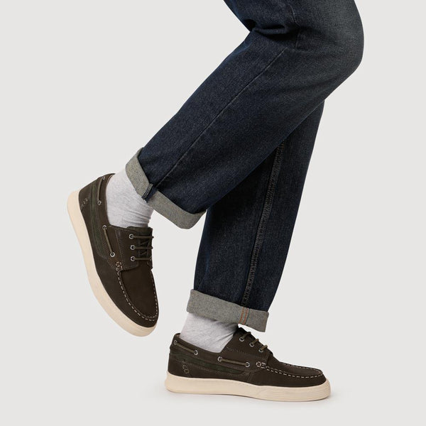 Pavers Leather Wide-Fit Boat Shoes - Green