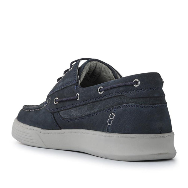 Pavers Leather Wide-Fit Boat Shoes - Navy