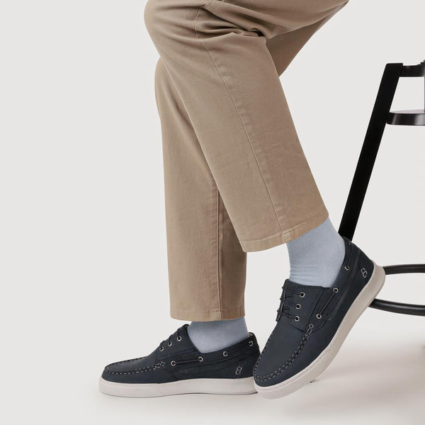 Pavers Leather Wide-Fit Boat Shoes - Navy