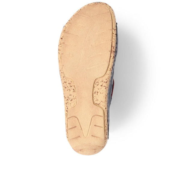 Pavers Leather Woven Wedge Mule Sandals - Navy-Red