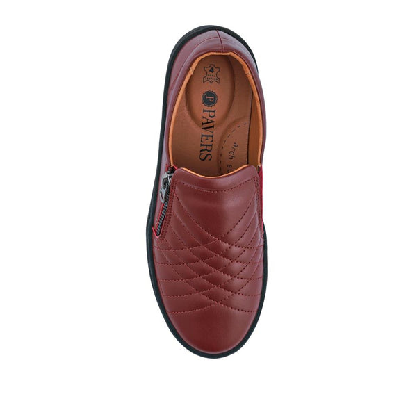 Pavers Leather Zip-Fasten Slip-On Shoes - Burgundy