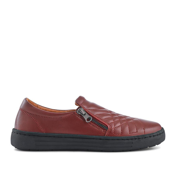 pavers Leather Zip-Fasten Slip-On Shoes - Burgundy