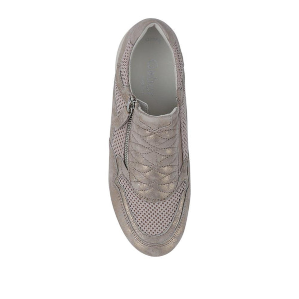 Pavers Leather Zip-Up Casual Trainers - Metallic