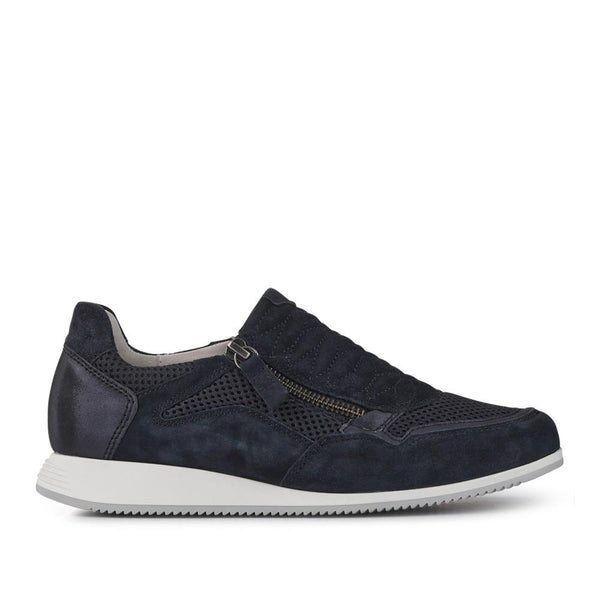 pavers Leather Zip-Up Casual Trainers - Navy