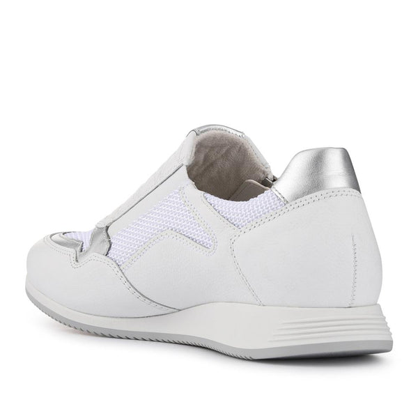 Pavers Leather Zip-Up Casual Trainers - White-Silver