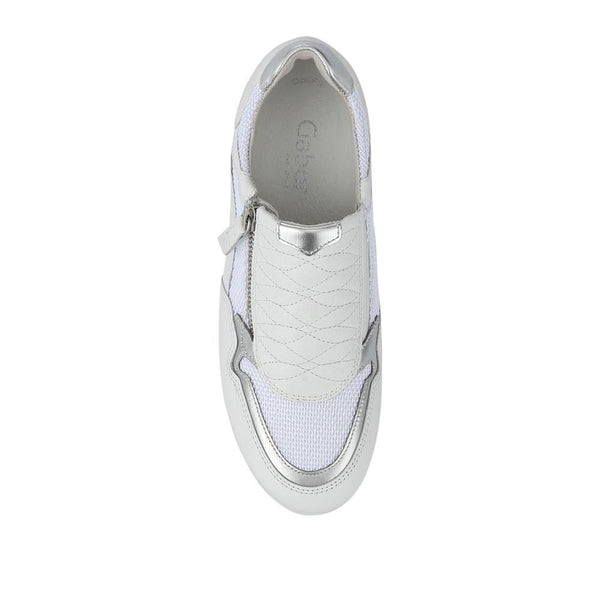 Pavers Leather Zip-Up Casual Trainers - White-Silver