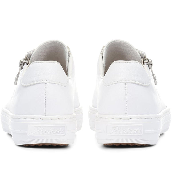 Pavers Leather Zip-Up Trainers - White