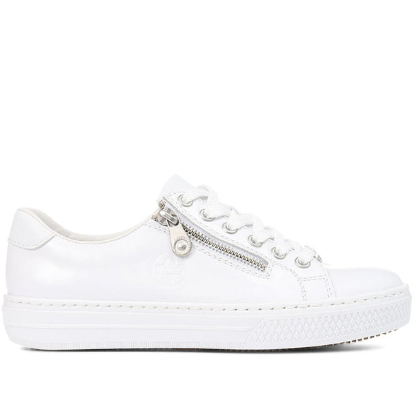 pavers Leather Zip-Up Trainers - White