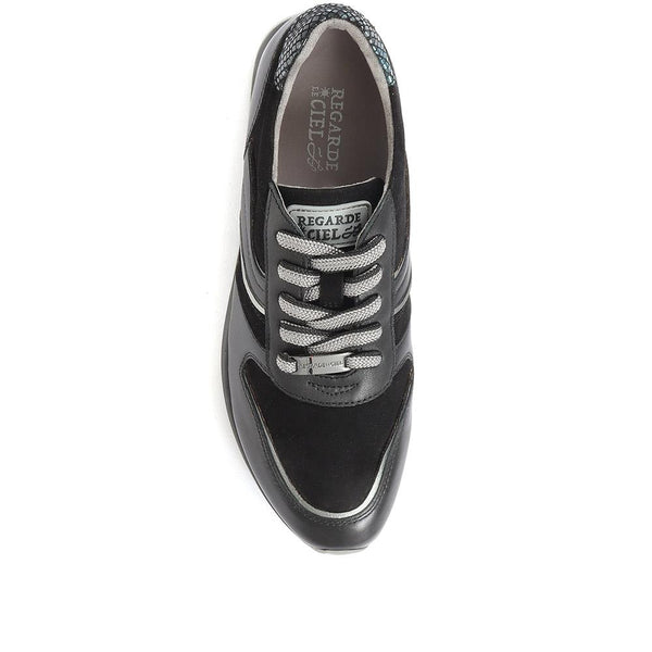 Pavers Leiza Leather Trainers - Black Multi