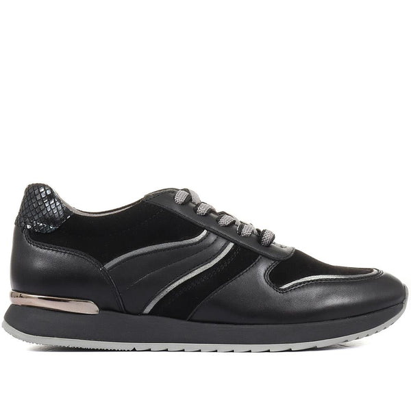 pavers Leiza Leather Trainers - Black Multi