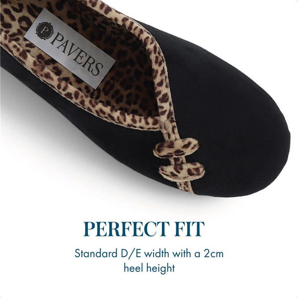 Pavers Leopard Print Slippers - Black