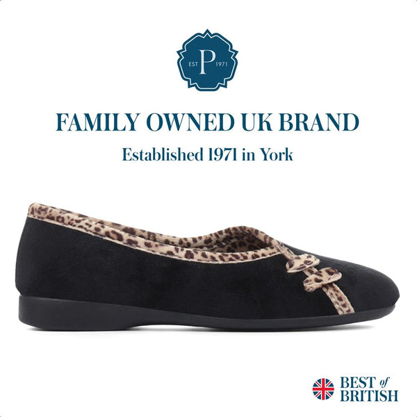 pavers Leopard Print Slippers - Black