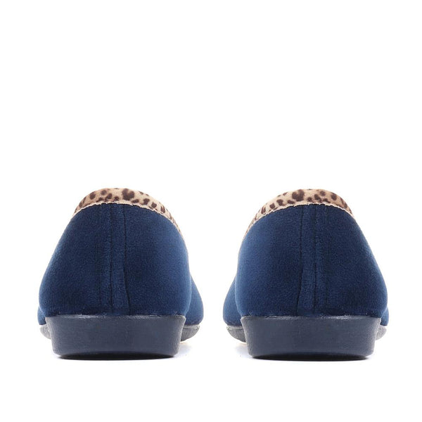 Pavers Leopard Print Slippers - Navy