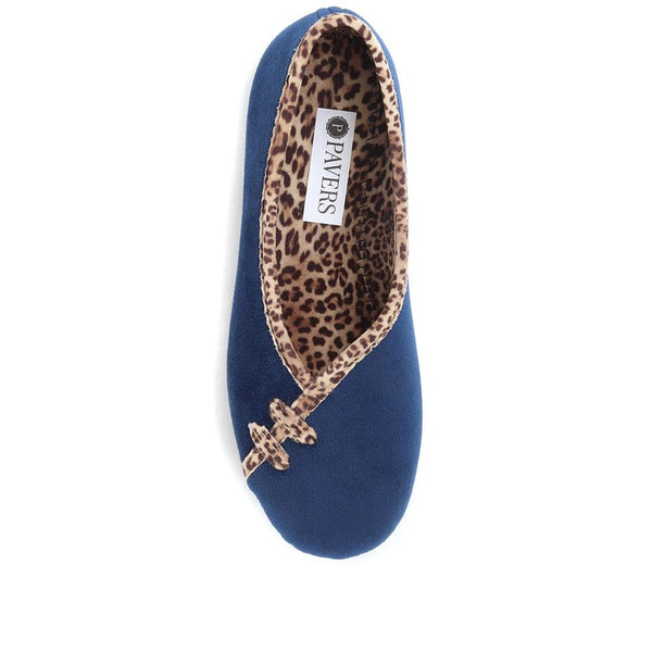 Pavers Leopard Print Slippers - Navy