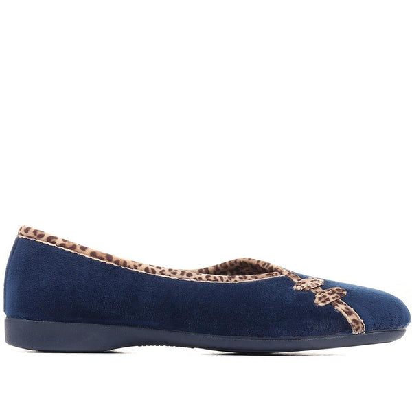 pavers Leopard Print Slippers - Navy