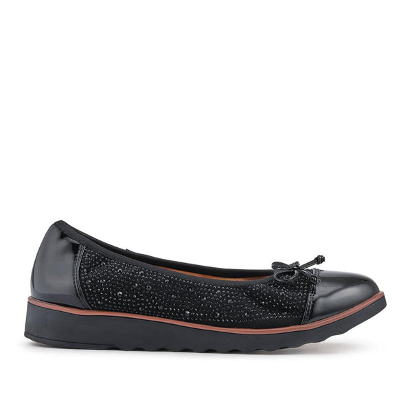 Pavers Lightweight Ballet Pumps - Black Sparkle
